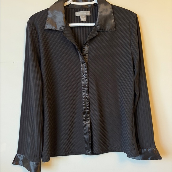 Vintage Black Botton-Up Blouse Size L - Picture 9 of 9